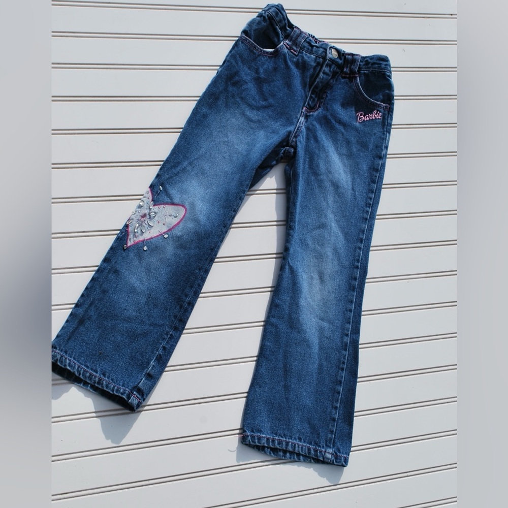 Vintage 2002 Barbie Avenue Blue Jeans with Rhinestone accents Girls Size 6